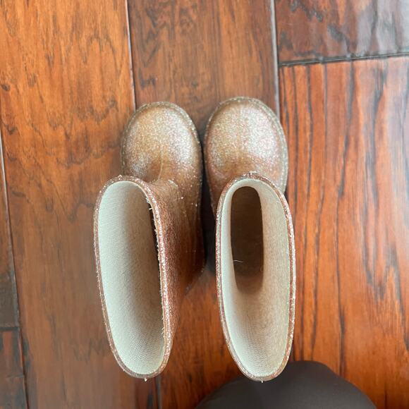 Next Brand Rose Gold Pink Sparkle Rain Boots 9Y 6.25" Toddler - Picture 5 of 9